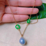 Teardrop Pearl Green Jade Ring Necklace for Spiritual Elegance