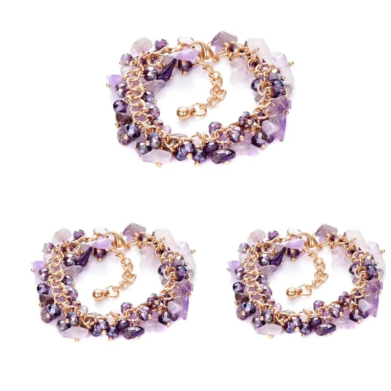 Purple Crystal Bead Necklace Women Jewelry B156-3