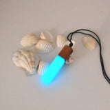 Wood Resin Pendant Necklace, Light Jewelry
