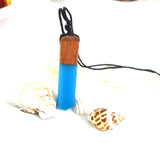 Wood Resin Pendant Necklace, Light Jewelry
