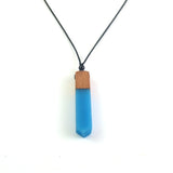 Wood Resin Pendant Necklace, Light Jewelry