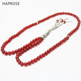 Red Agate Round Shape Prayer 99 Beads Islamic Muslim Tasbih Allah Rosary