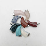 12pcs Mixed Natural Stone Ox Horn Pendants Charms for Jewelry Making
