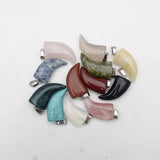 12pcs Mixed Natural Stone Ox Horn Pendants Charms for Jewelry Making