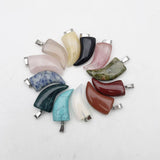 12pcs Mixed Natural Stone Ox Horn Pendants Charms for Jewelry Making