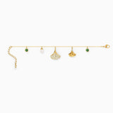 GINKO Bracelet Green Crystal Pearl Ladies Jewelry Gift