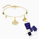 GINKO Bracelet Green Crystal Pearl Ladies Jewelry Gift