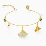 GINKO Bracelet Green Crystal Pearl Ladies Jewelry Gift