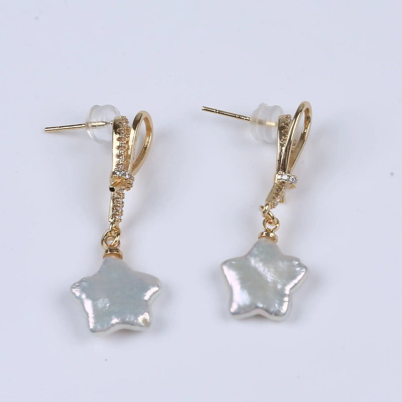 Vintage Metal Pearl Earrings, Large Pendant Freshwater Pearl Earrings