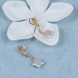 Vintage Metal Pearl Earrings, Large Pendant Freshwater Pearl Earrings