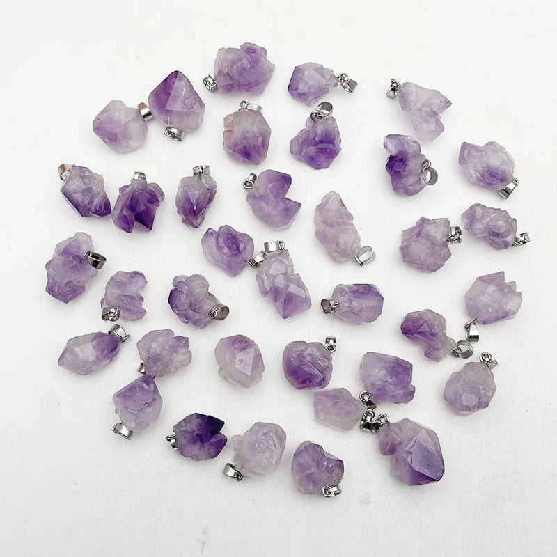 Amethyst Stone Pendants for Jewelry Making Charms 36pc