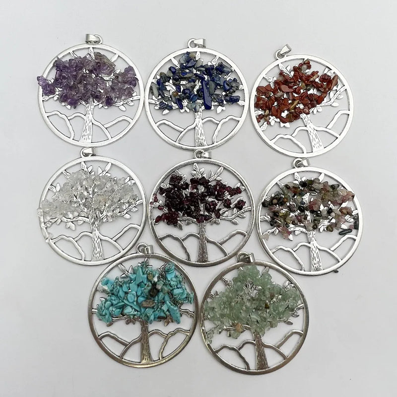 Mixed Natural Stone Life of Tree Necklace Pendant Jewelry Making