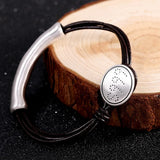 Hand-Woven Cowhide Bracelet for Women with Real S999 Pure Silver Accents
