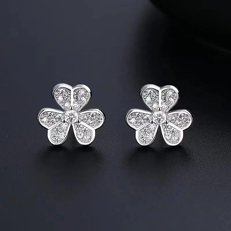 Zircon Flower Earrings for Women Stud Accessories