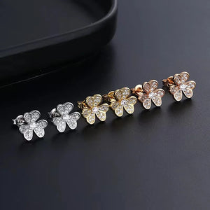Zircon Flower Earrings for Women Stud Accessories