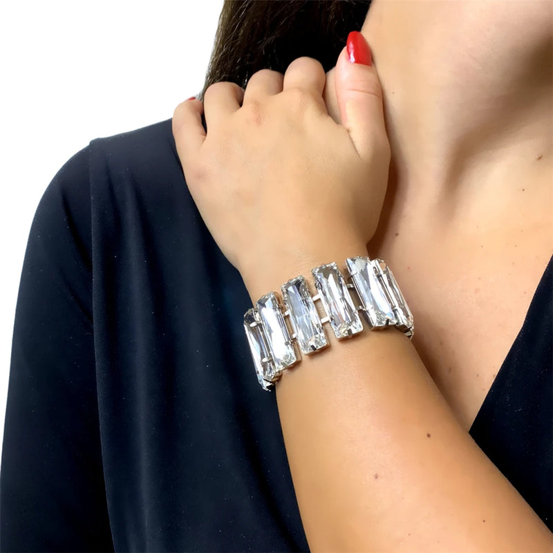 Crystal Water Drill Cuff Bracelet for Bride Wedding Ornaments