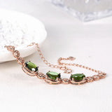 Emerald Gemstone Diamond Chain Bracelet Rose Jewelry