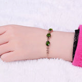 Emerald Gemstone Diamond Chain Bracelet Rose Jewelry