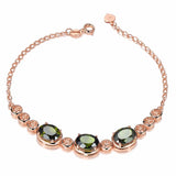 Emerald Gemstone Diamond Chain Bracelet Rose Jewelry