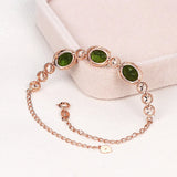 Emerald Gemstone Diamond Chain Bracelet Rose Jewelry