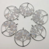 12pcs Opal Tree of Life Chakra Reiki Healing Stone Pendant for Necklace