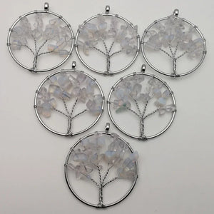 12pcs Opal Tree of Life Chakra Reiki Healing Stone Pendant for Necklace