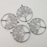 12pcs Opal Tree of Life Chakra Reiki Healing Stone Pendant for Necklace
