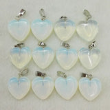 50Pcs/lot 16MM Opal Natural Stone Heart Pendant Charms for Jewelry Making