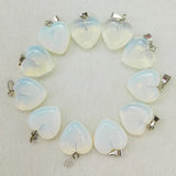 50Pcs/lot 16MM Opal Natural Stone Heart Pendant Charms for Jewelry Making