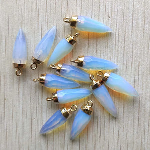 12pcs/Lot Opal Stone Faceted Drop Shape Pendants for DIY Jewelry Making