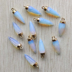 12pcs/Lot Opal Stone Faceted Drop Shape Pendants for DIY Jewelry Making