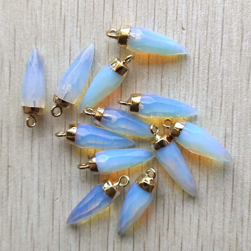 12pcs/Lot Opal Stone Faceted Drop Shape Pendants for DIY Jewelry Making