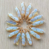 Opal Stone Pillar Wire Pendants for Jewelry Making 24pcs