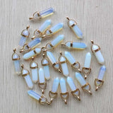 Opal Stone Point Pillar Alloy Pendants 24pcs/lot