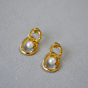 Pearl Plated Hoop Earrings for Women