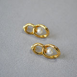 Pearl Plated Hoop Earrings for Women