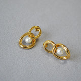 Pearl Plated Hoop Earrings for Women