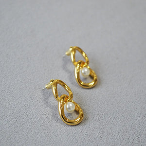 Pearl Plated Hoop Earrings for Women