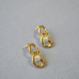 Pearl Plated Hoop Earrings for Women