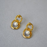 Pearl Plated Hoop Earrings for Women