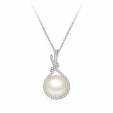 Pearl Zircon Pendant Necklace Silver Choker Jewelry