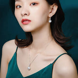 Pearl Zircon Pendant Necklace Silver Choker Jewelry