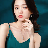 Pearl Zircon Pendant Necklace Silver Choker Jewelry