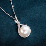 Pearl Zircon Pendant Necklace Silver Choker Jewelry