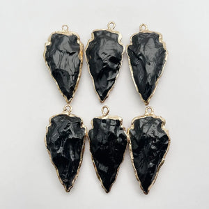 Pendulum Black Gem Stone Necklace Pendant Jewelry Making Charm (6pc)
