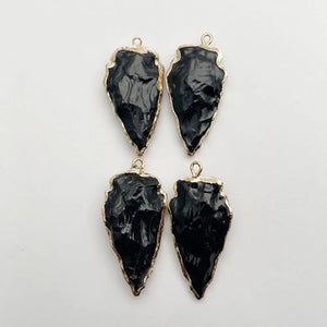 Pendulum Black Gem Stone Necklace Pendant Jewelry Making Charm (6pc)
