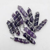 Pendulum Natural Stone Amethyst Silver Necklace Pendant Jewelry Making