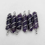 Pendulum Natural Stone Amethyst Silver Necklace Pendant Jewelry Making