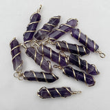 Amethyst Pendulum Natural Stone Silver Necklace Pendant