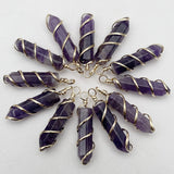 Amethyst Pendulum Natural Stone Silver Necklace Pendant